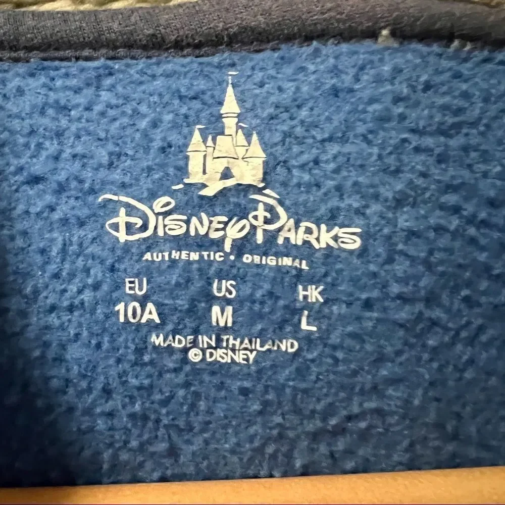 Disney Parks blue striped Mickey fleece lined hood full zip zipper jacket coat M